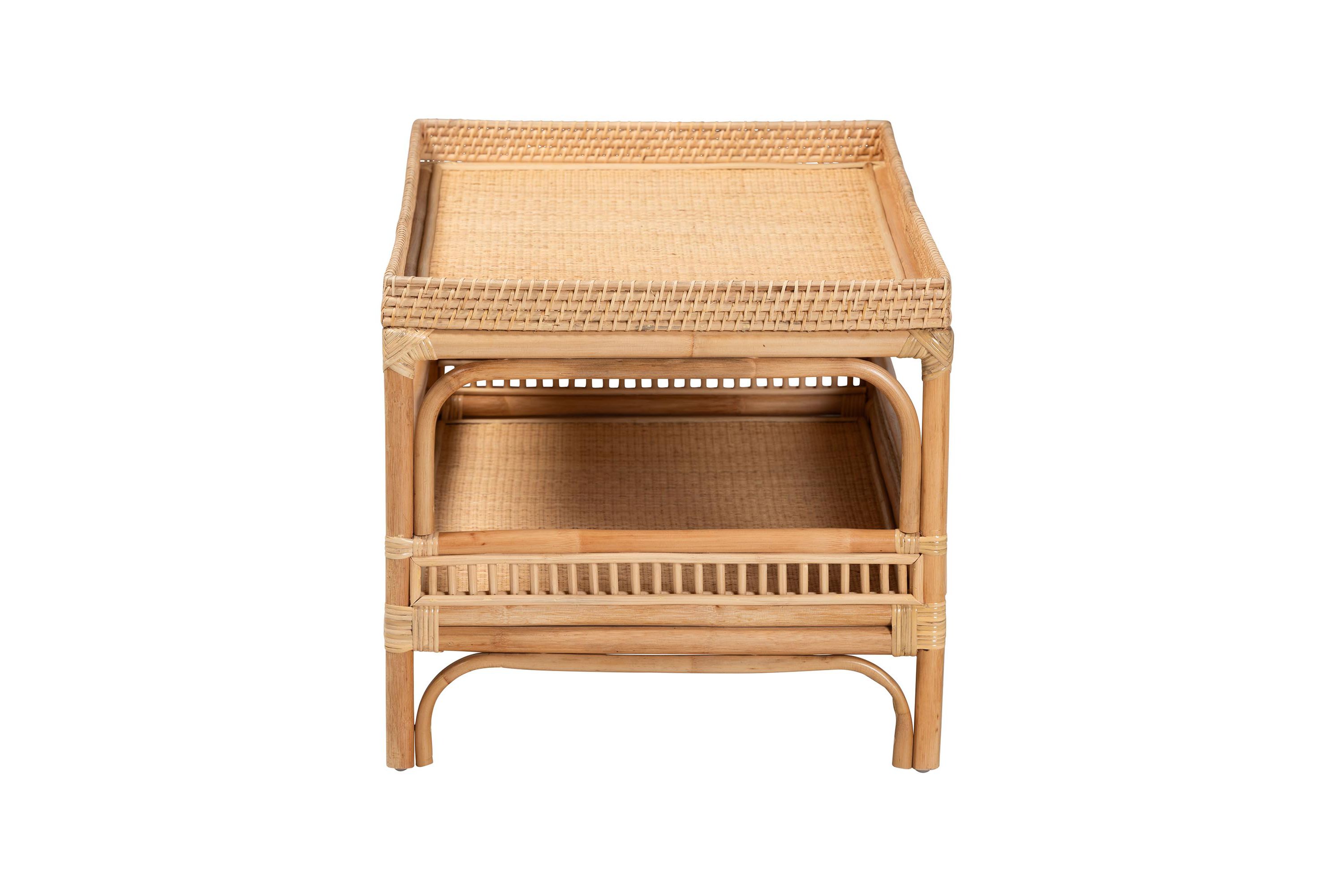 Lombok Modern Bohemian Natural Rattan Coffee Table