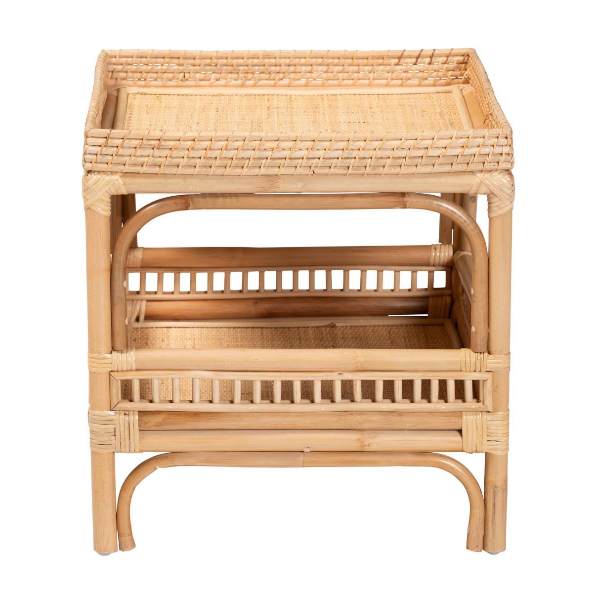Lombok Modern Bohemian Natural Rattan End Table