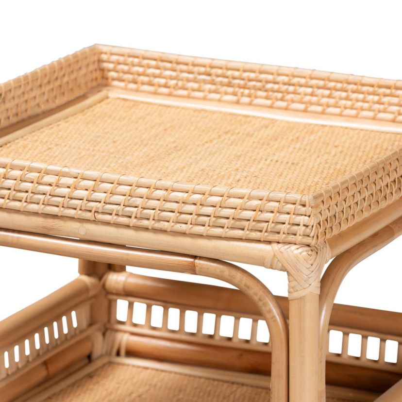 Lombok Modern Bohemian Natural Rattan End Table
