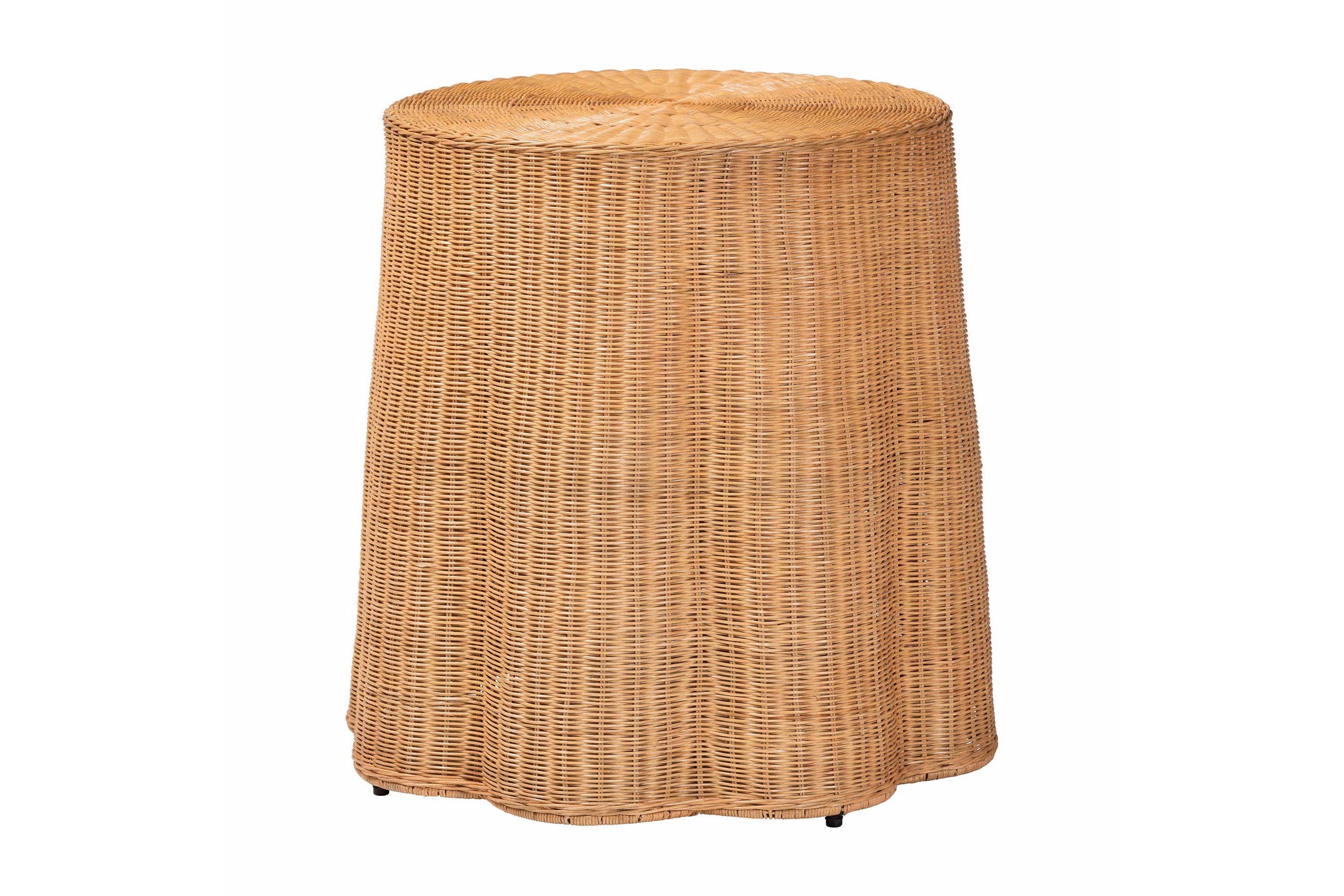 Palm Bohemian Honey Scallop Rattan Console Table