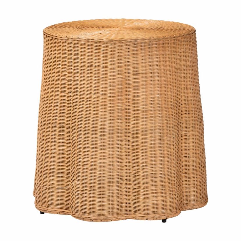 Palm Bohemian Honey Scallop Rattan Console Table