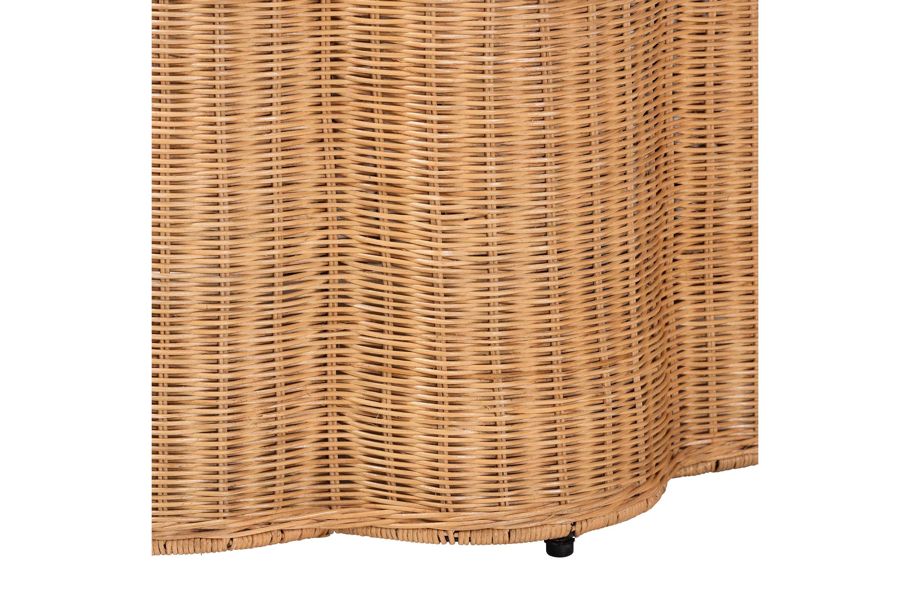 Palm Bohemian Honey Scallop Rattan Console Table