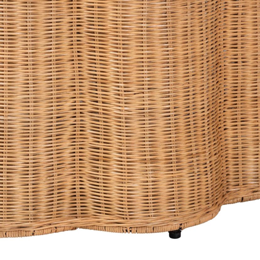Palm Bohemian Honey Scallop Rattan Console Table