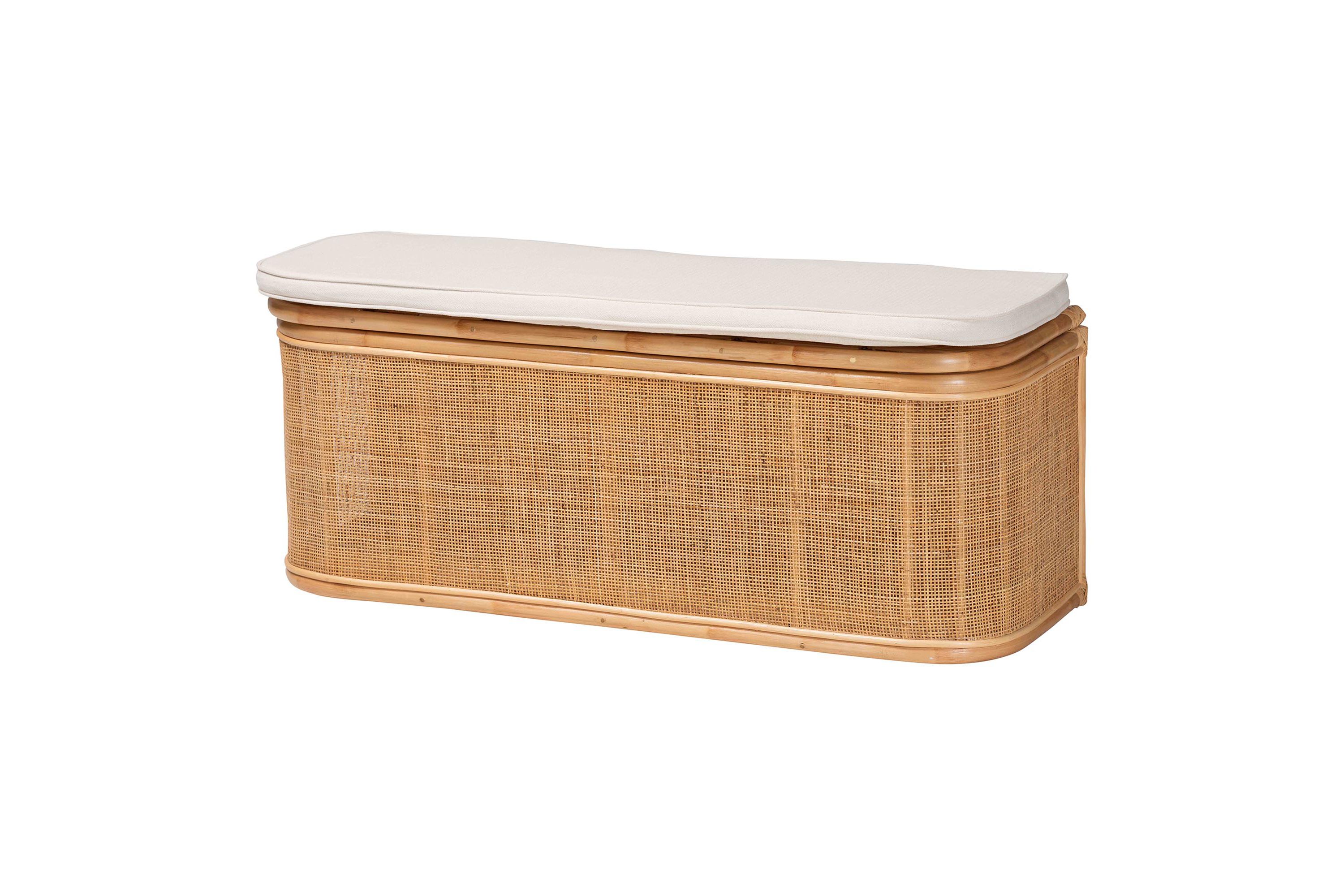Ishana Bohemian Natural Rattan Storage Bench