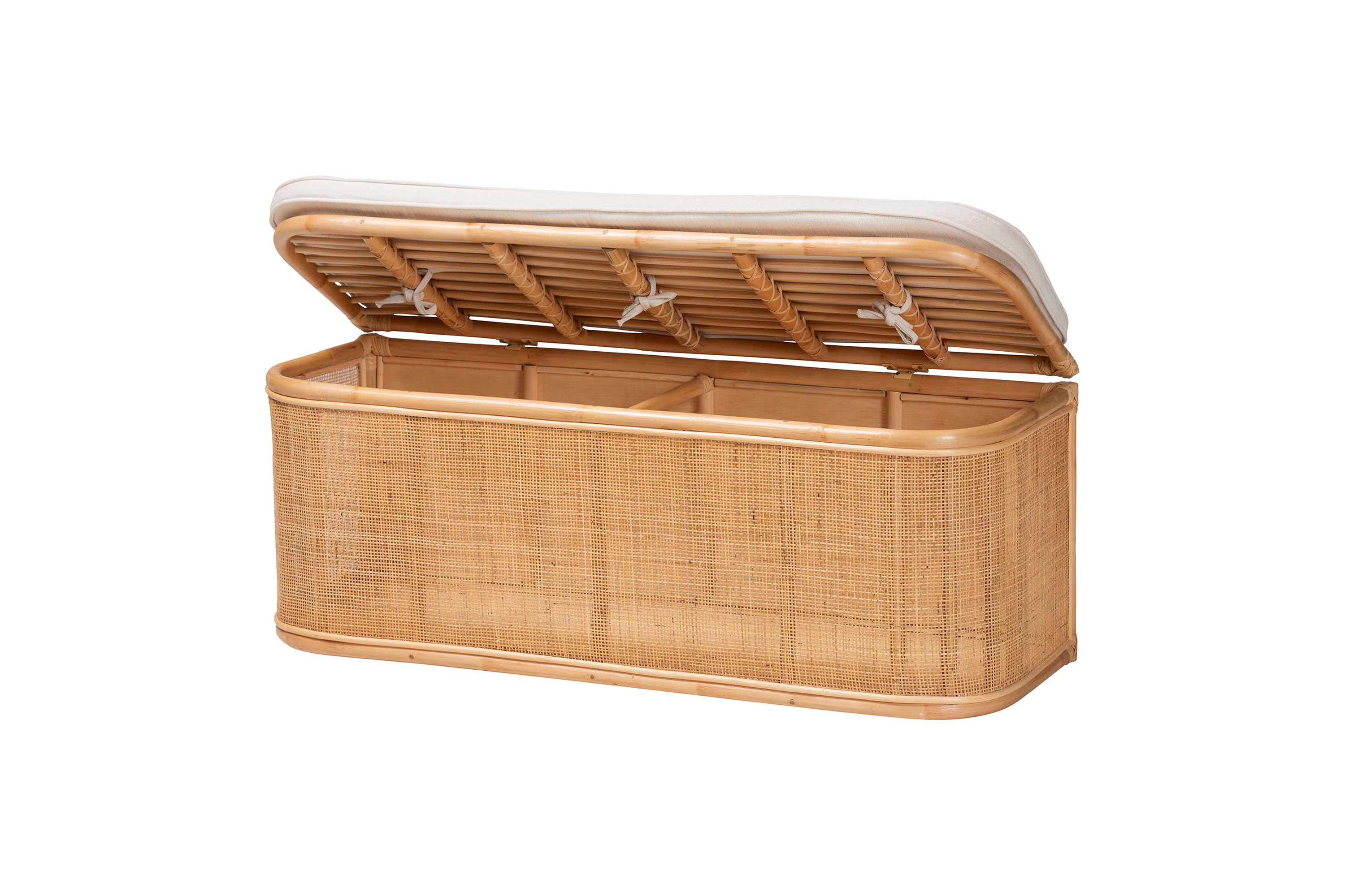 Ishana Bohemian Natural Rattan Storage Bench