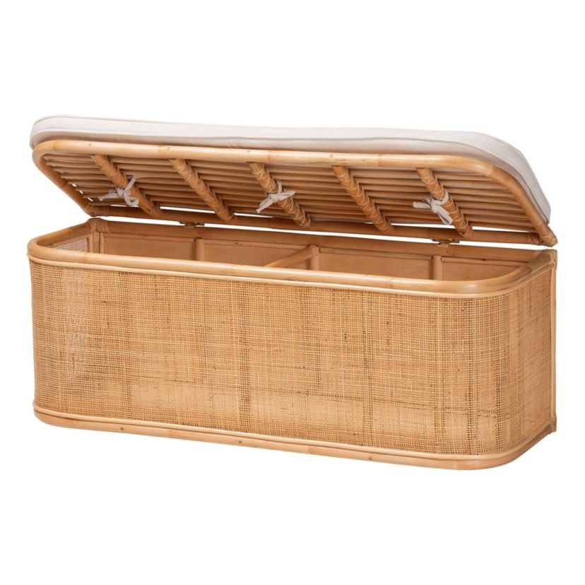 Ishana Bohemian Natural Rattan Storage Bench