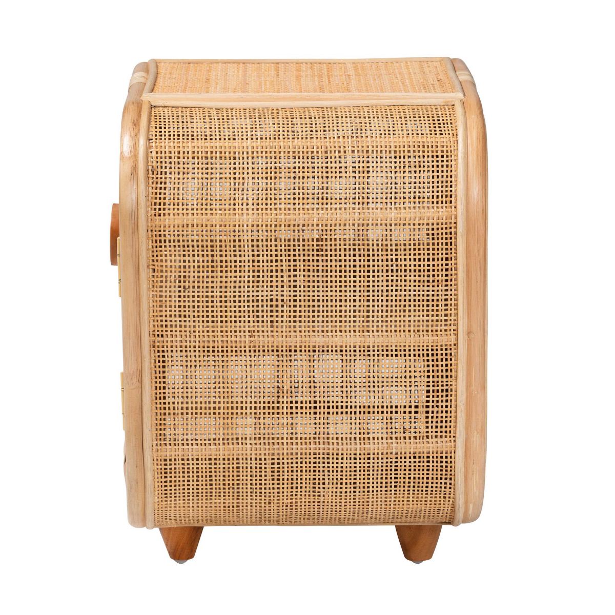 Keita Bohemian Natural Rattan and Mahogany Wood Nightstand