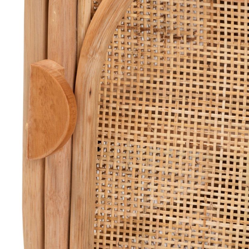 Keita Bohemian Natural Rattan and Mahogany Wood Nightstand