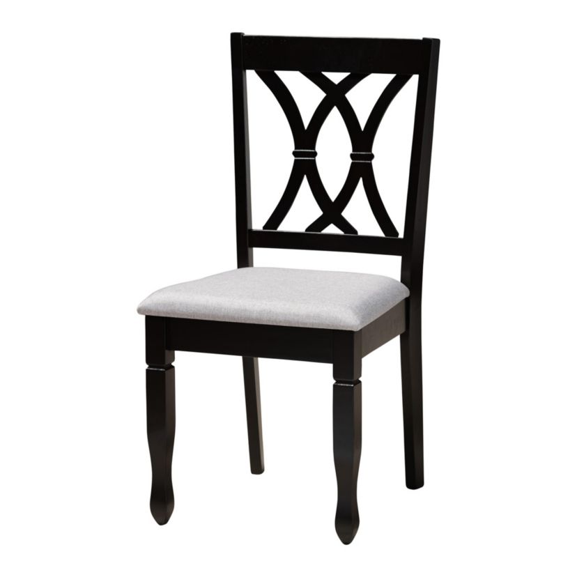 Irene Modern Grey Fabric and Dark Brown Finished Wood 5-Piece Dining Set