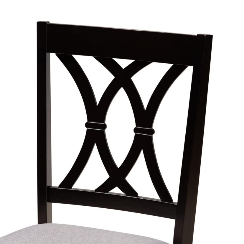 Irene Modern Grey Fabric and Dark Brown Finished Wood 5-Piece Dining Set