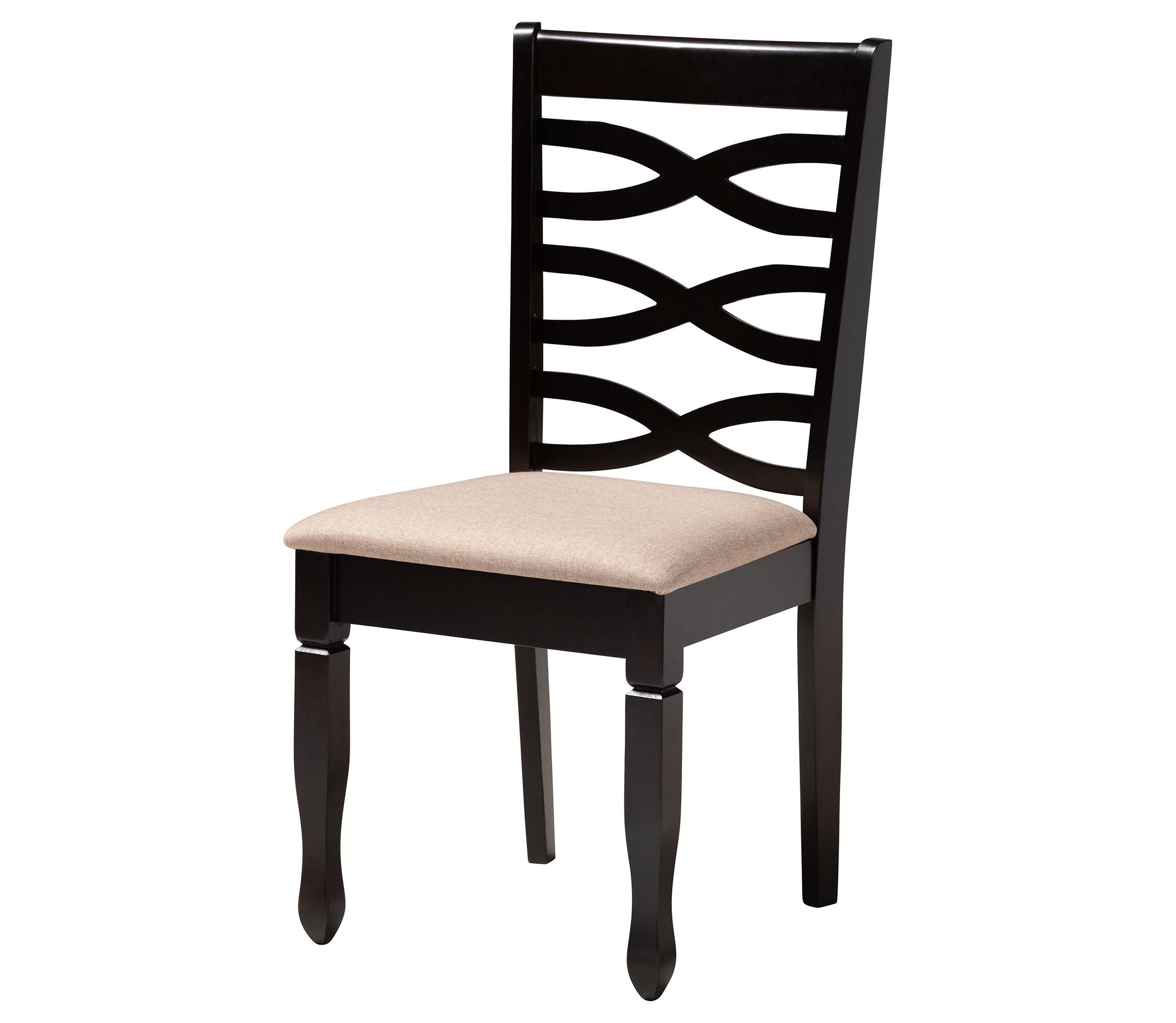Leda Modern Sand Fabric and Dark Brown Finished Wood 5-Piece Dining Set