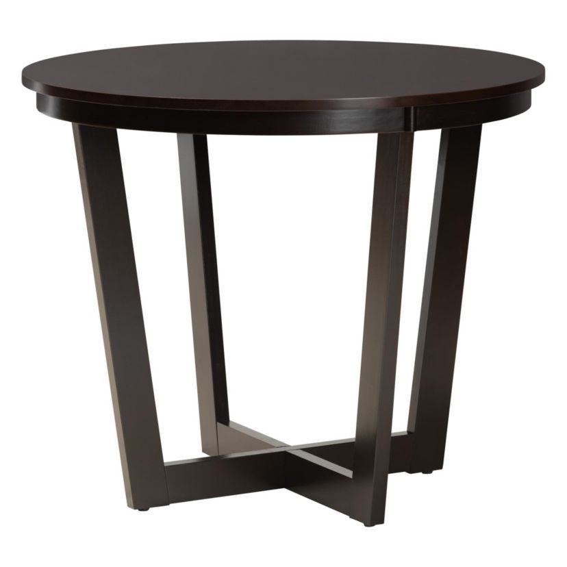 Leda Modern Sand Fabric and Dark Brown Finished Wood 5-Piece Dining Set