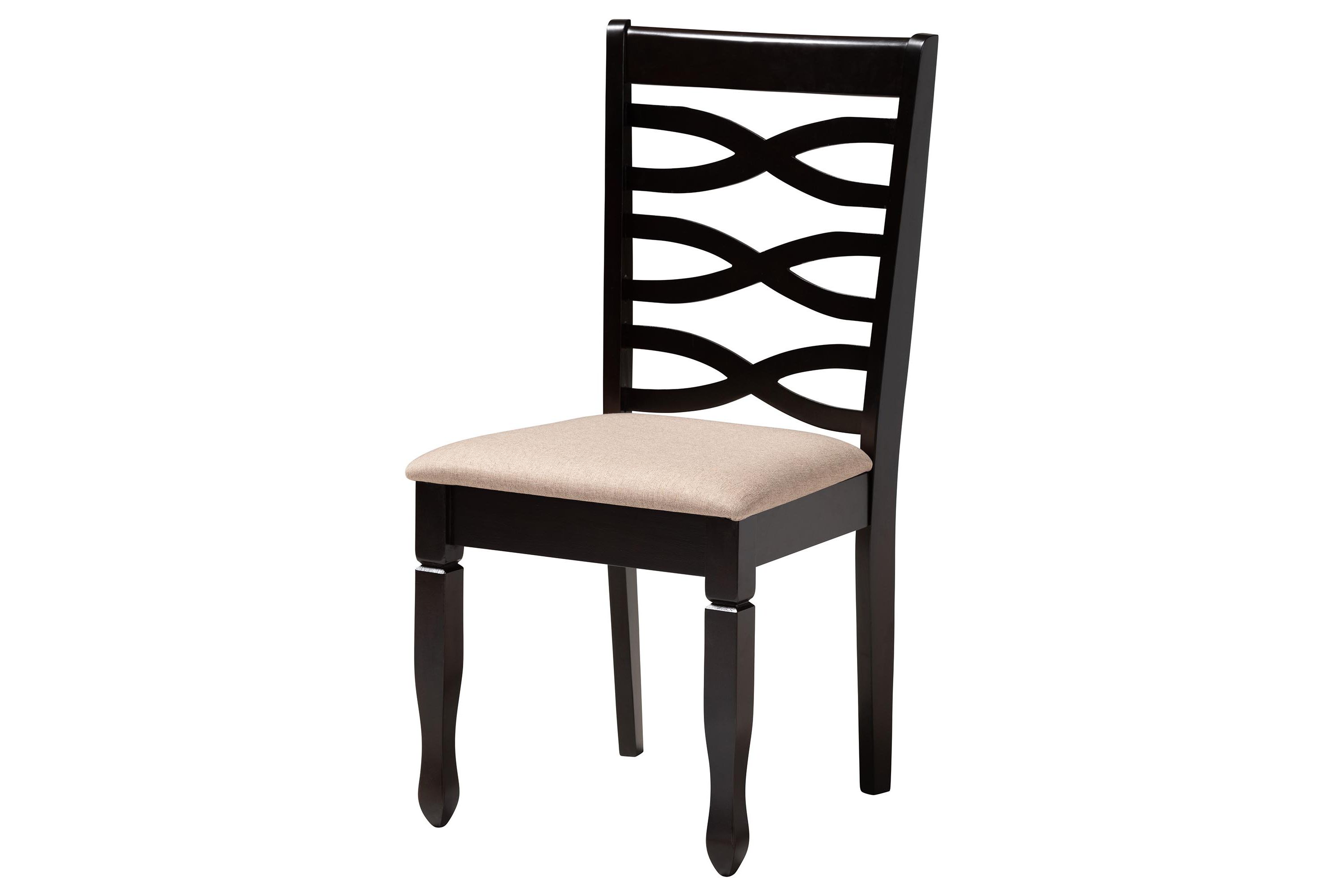 Ariane Modern Sand Fabric and Dark Brown Finished Wood 5-Piece Dining Set