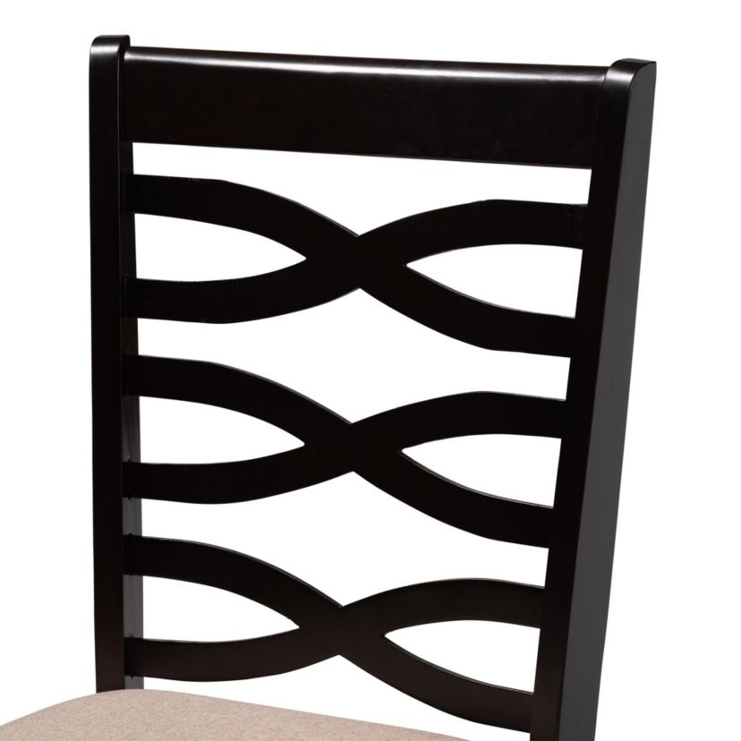 Ariane Modern Sand Fabric and Dark Brown Finished Wood 5-Piece Dining Set