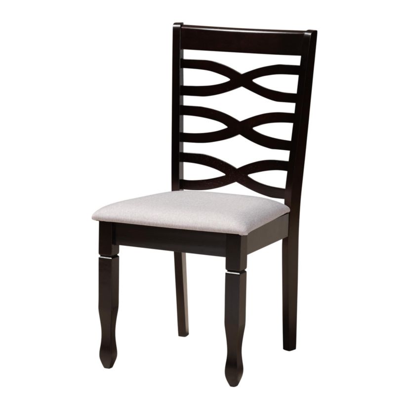 Ariane Modern Grey Fabric and Dark Brown Finished Wood 5-Piece Dining Set
