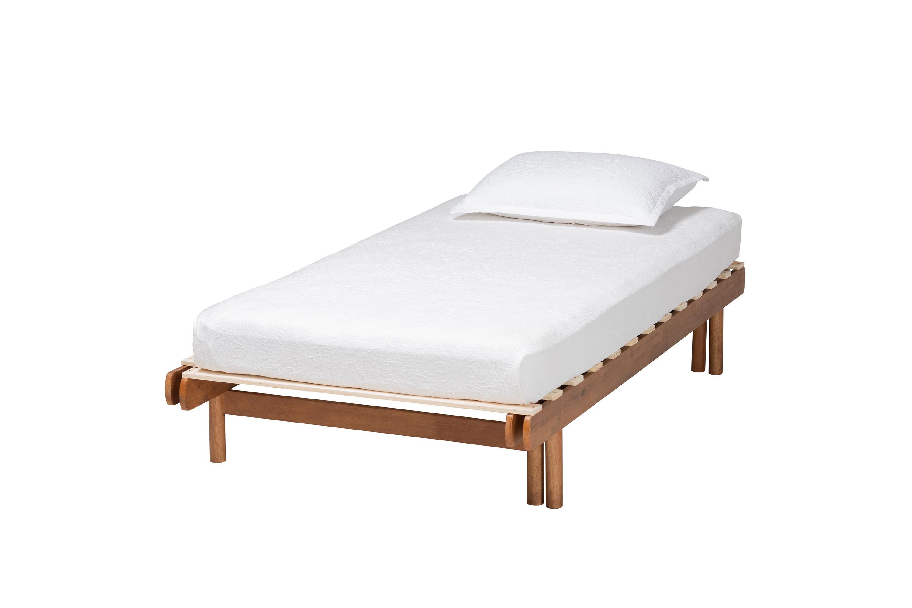 Bolivia Mid-Century Modern Walnut Brown Wood Expandable Twin to King Bed Frame