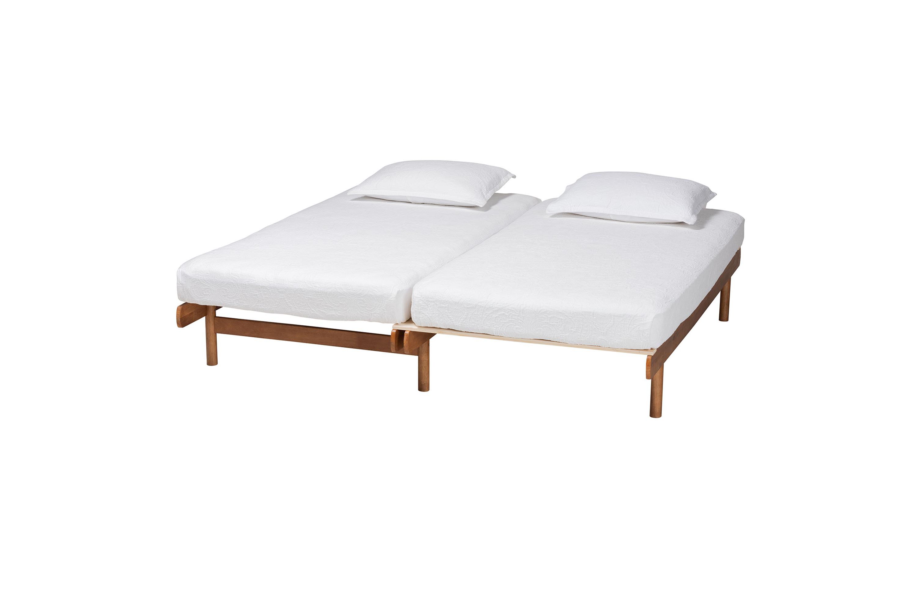 Bolivia Mid-Century Modern Walnut Brown Wood Expandable Twin to King Bed Frame