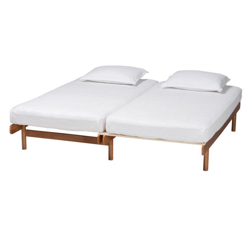 Bolivia Mid-Century Modern Walnut Brown Wood Expandable Twin to King Bed Frame