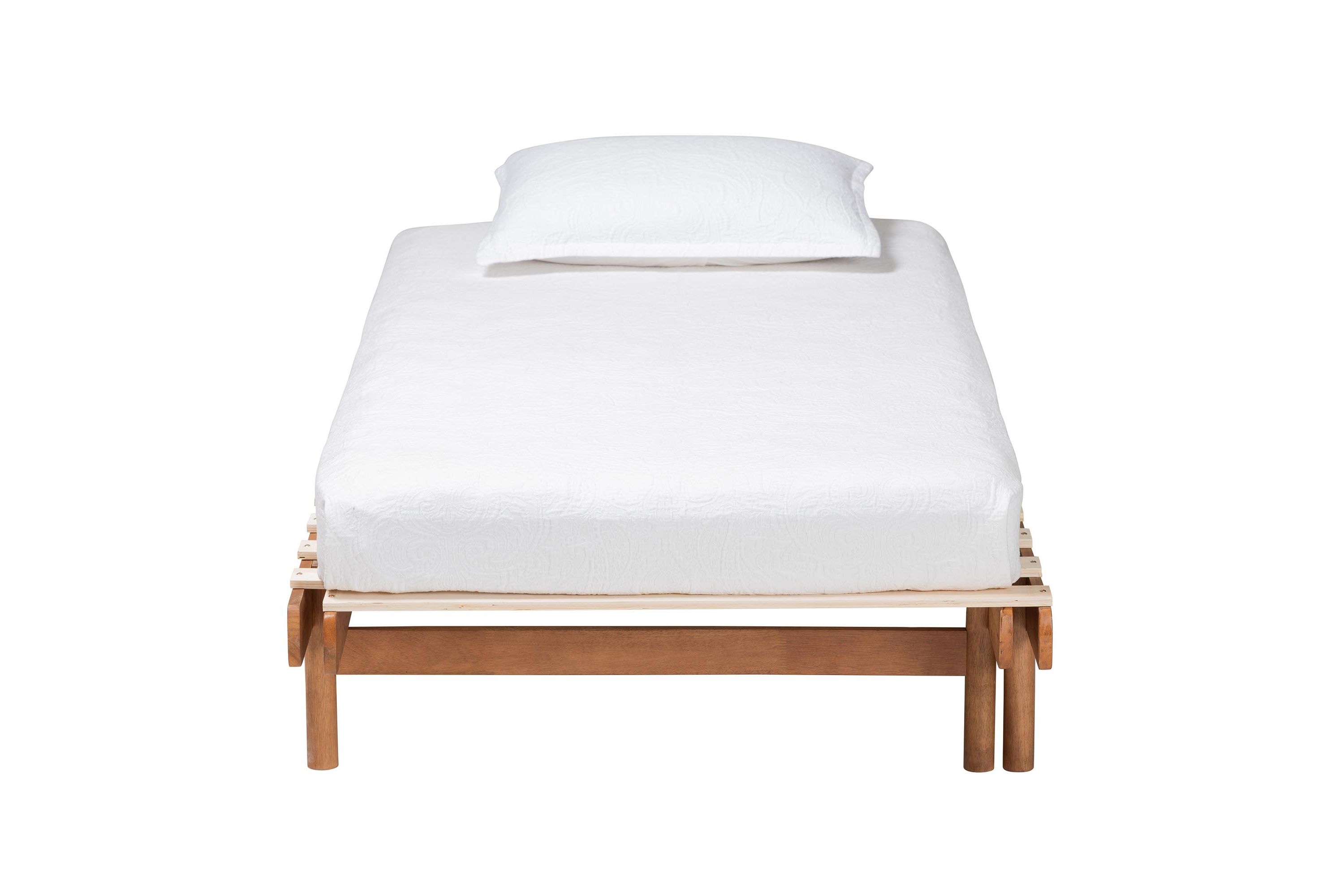 Bolivia Mid-Century Modern Walnut Brown Wood Expandable Twin to King Bed Frame