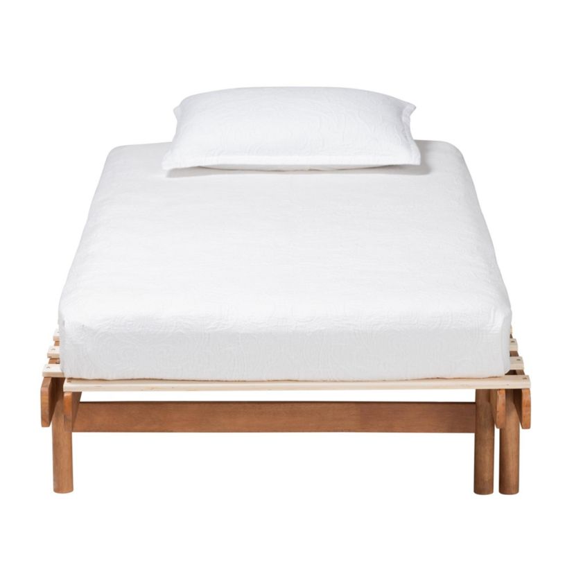 Bolivia Mid-Century Modern Walnut Brown Wood Expandable Twin to King Bed Frame