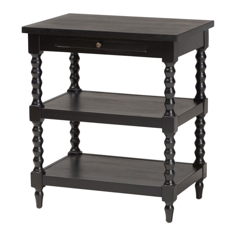 Imogene Retro-Modern Black Wood End Table