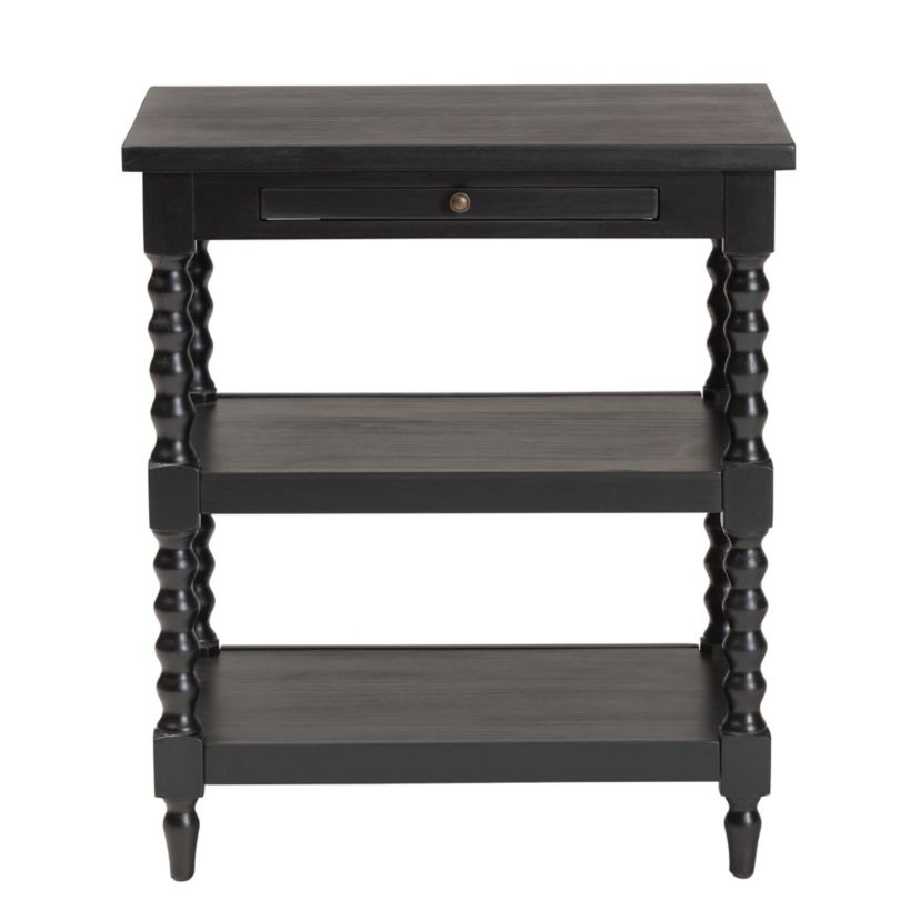 Imogene Retro-Modern Black Wood End Table