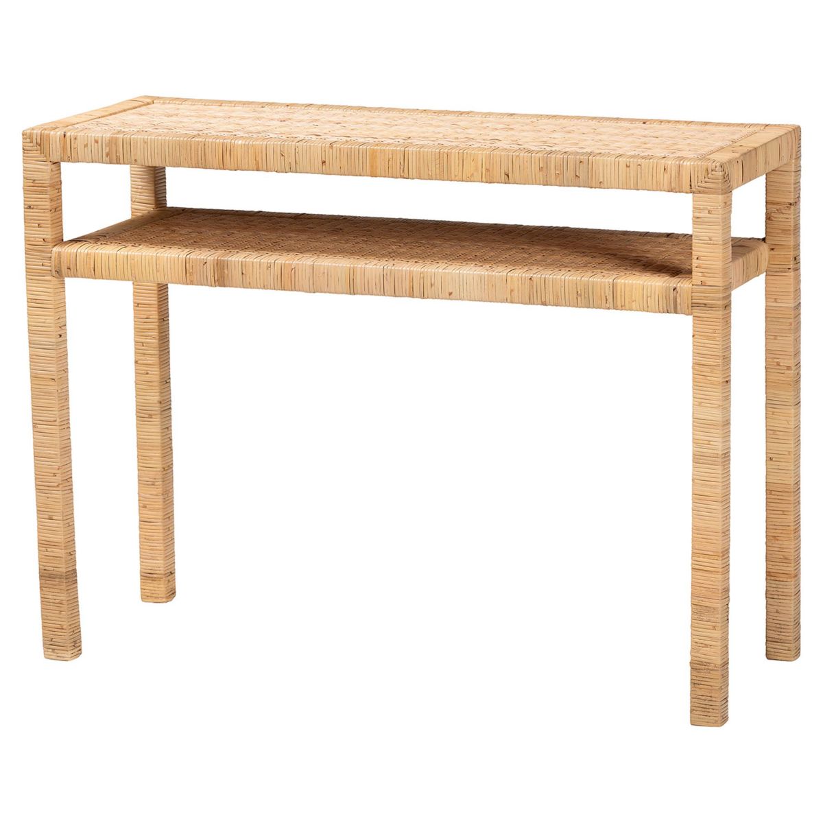 Kalimantan Bohemian Light Honey Rattan and Acacia Wood Console Table