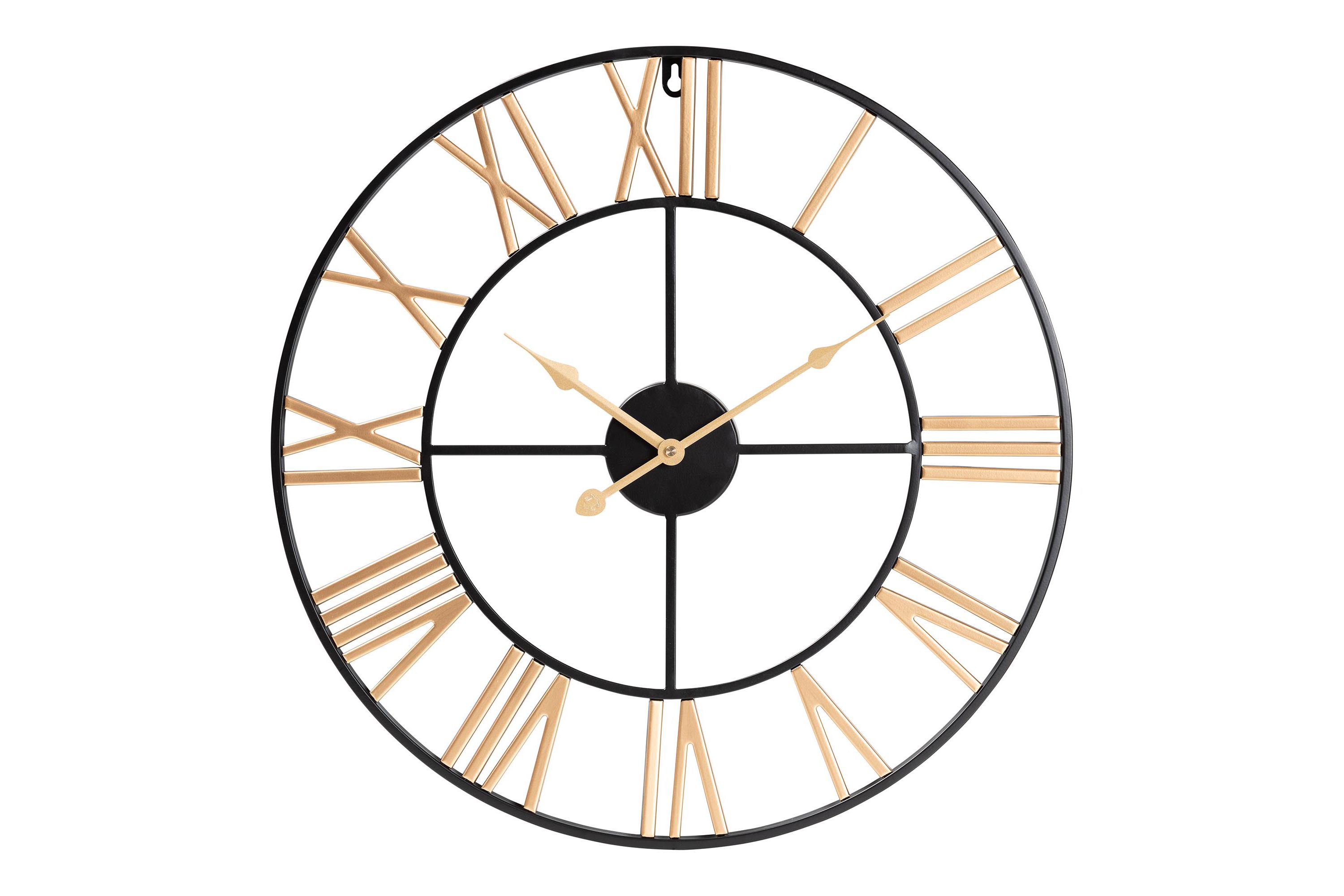 Auden Modern Industrial Two-Tone Black and Gold Metal Wall Clock