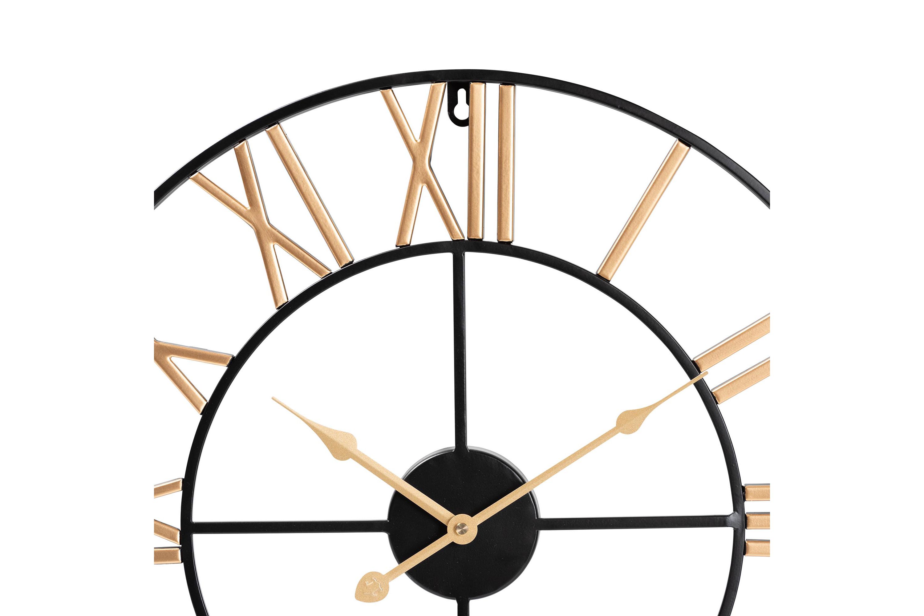 Auden Modern Industrial Two-Tone Black and Gold Metal Wall Clock