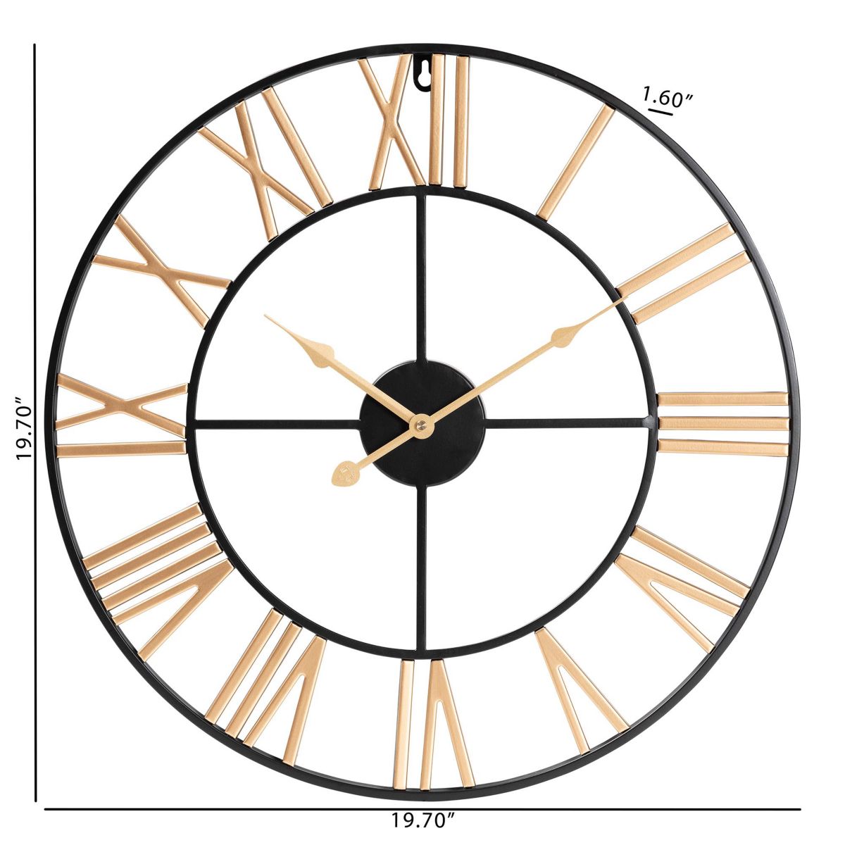 Auden Modern Industrial Two-Tone Black and Gold Metal Wall Clock