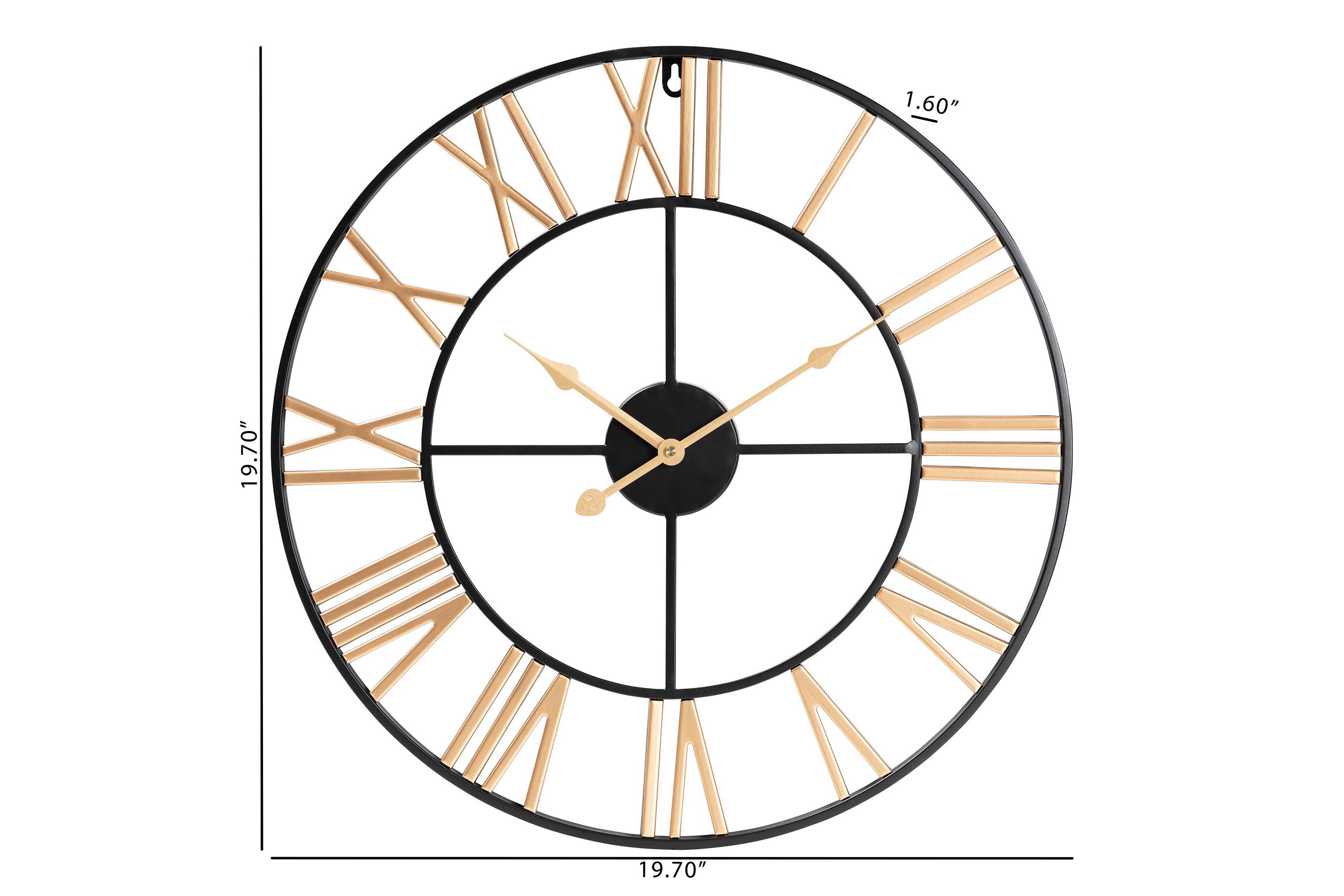 Auden Modern Industrial Two-Tone Black and Gold Metal Wall Clock