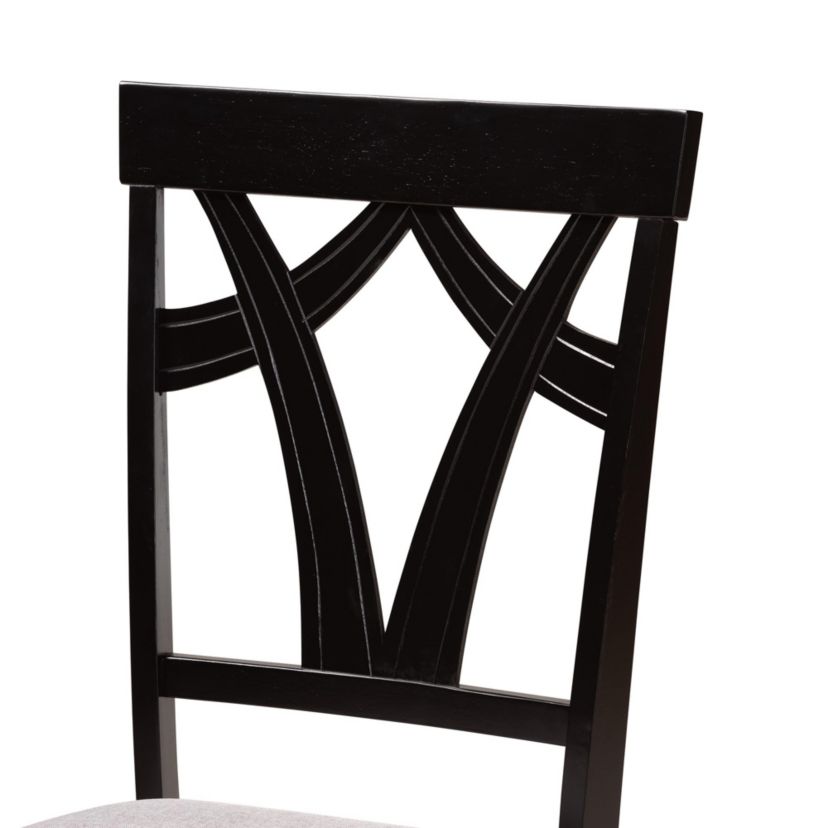 Sylvia Modern Grey Fabric and Dark Brown Finished Wood 7-Piece Dining Set
