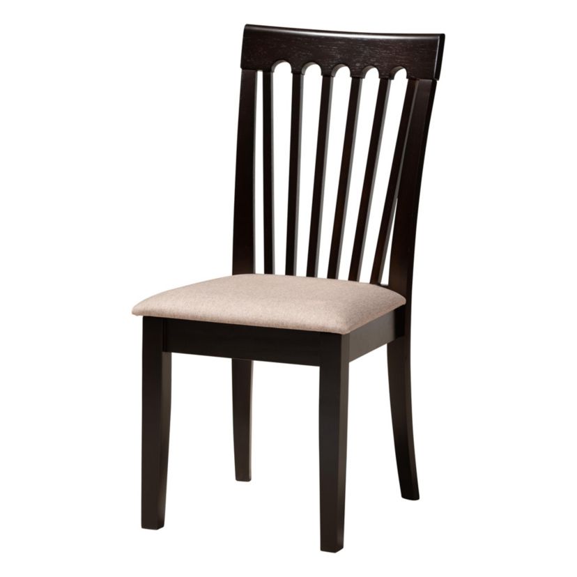 Marian Modern Sand Fabric and Dark Brown Finished Wood 5-Piece Dining Set
