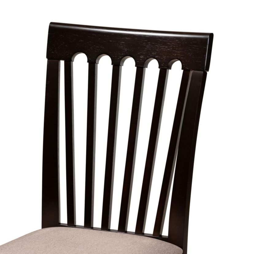 Marian Modern Sand Fabric and Dark Brown Finished Wood 5-Piece Dining Set