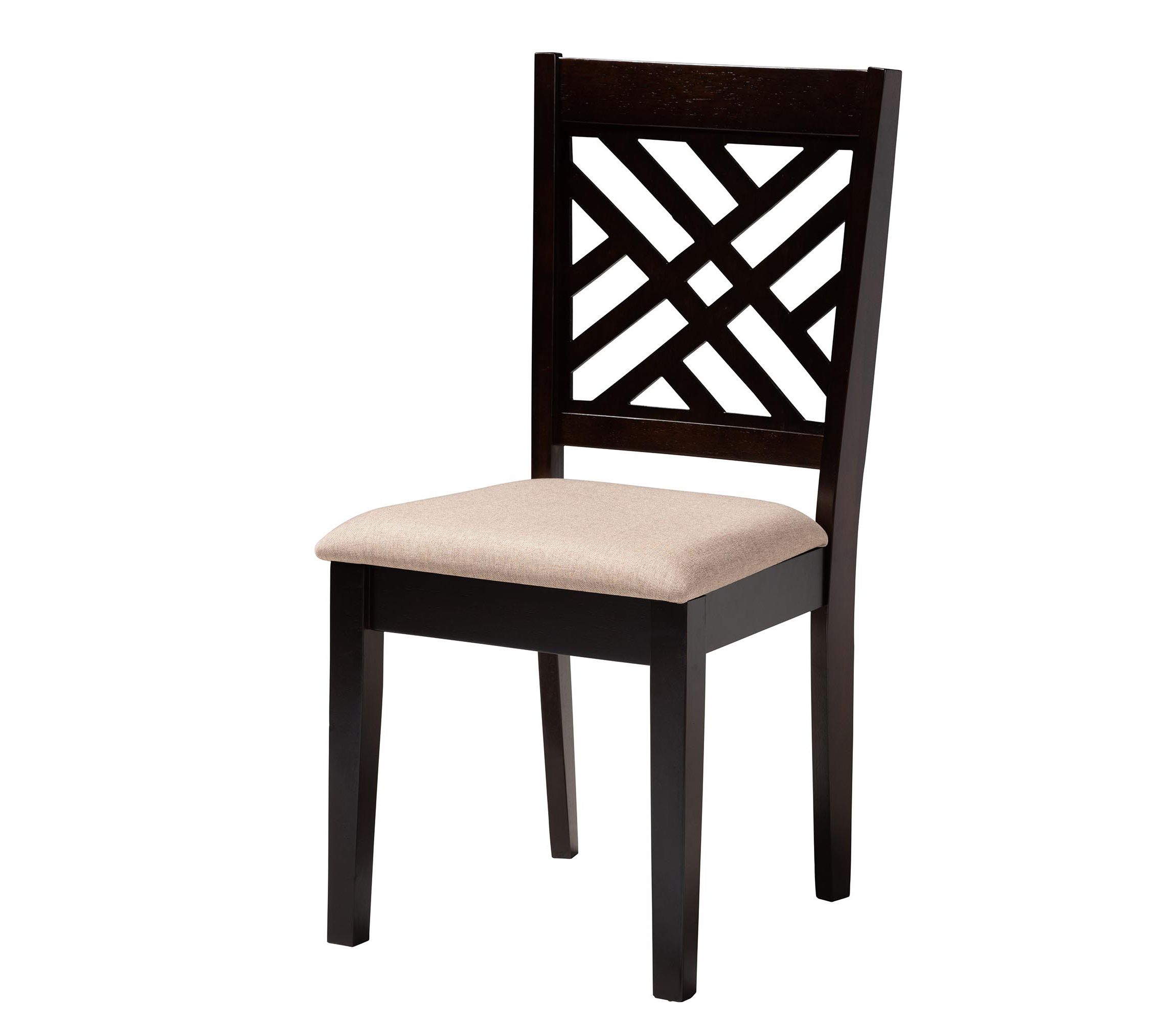 Norah Modern Sand Fabric and Dark Brown Finished Wood 5-Piece Dining Set