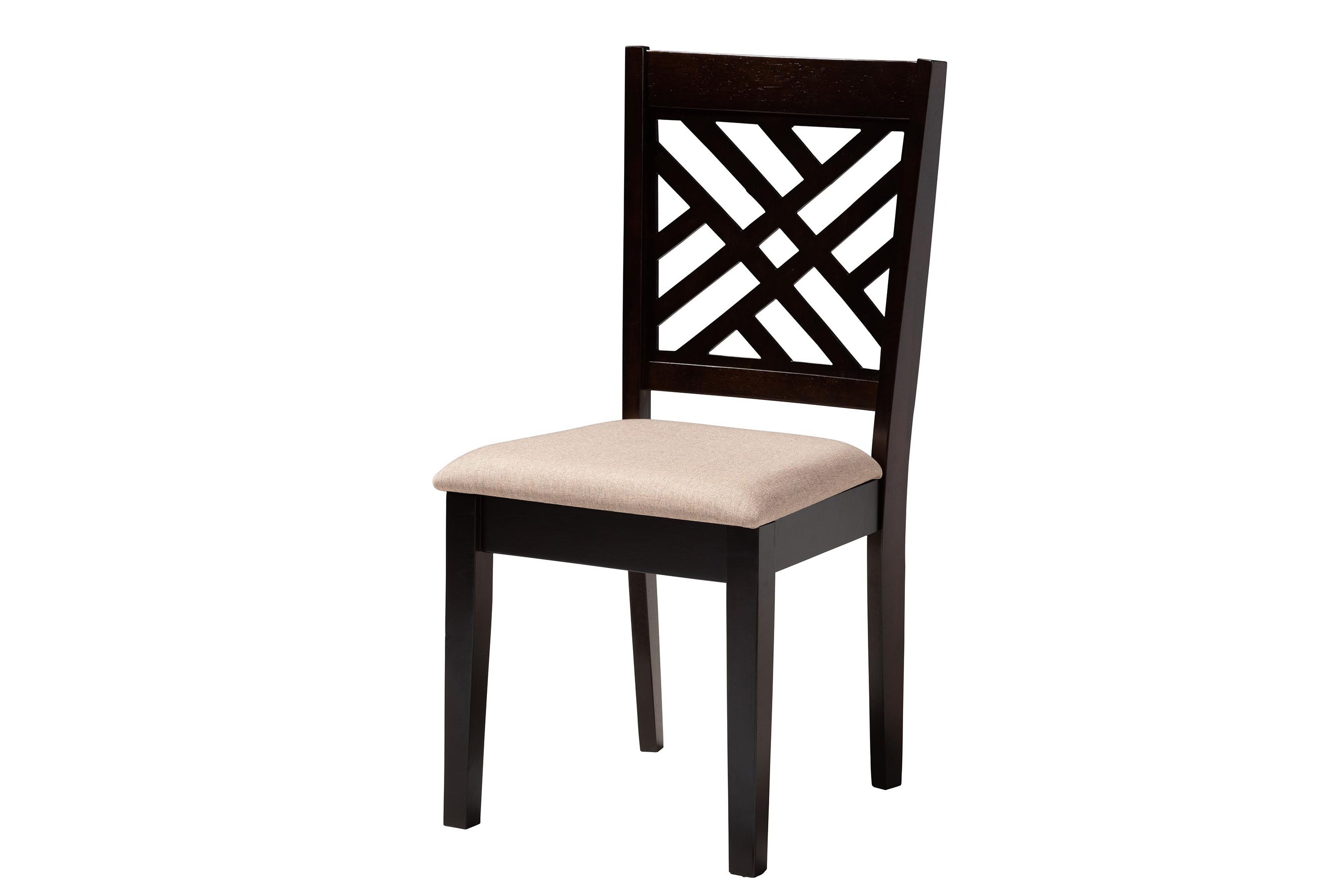 Alena Modern Sand Fabric and Dark Brown Finished Wood 5-Piece Dining Set