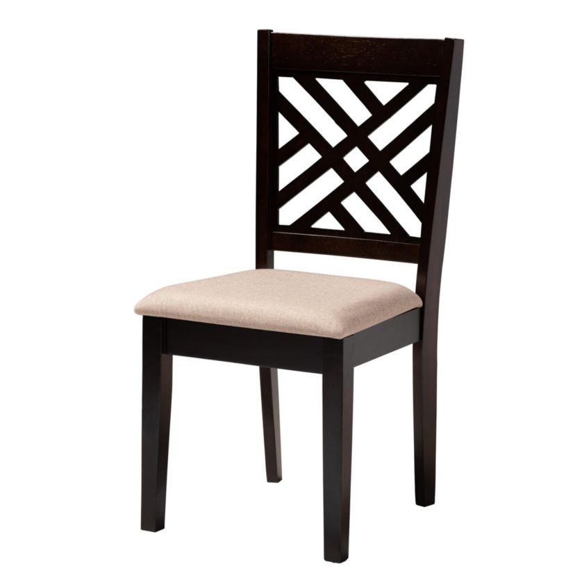 Alena Modern Sand Fabric and Dark Brown Finished Wood 5-Piece Dining Set