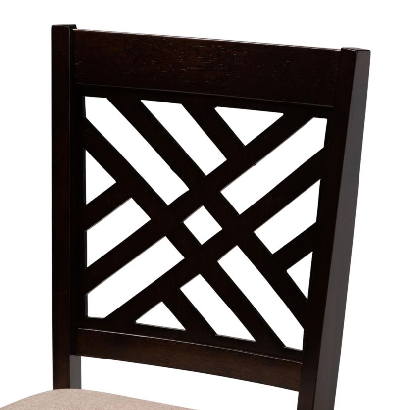 Alena Modern Sand Fabric and Dark Brown Finished Wood 5-Piece Dining Set
