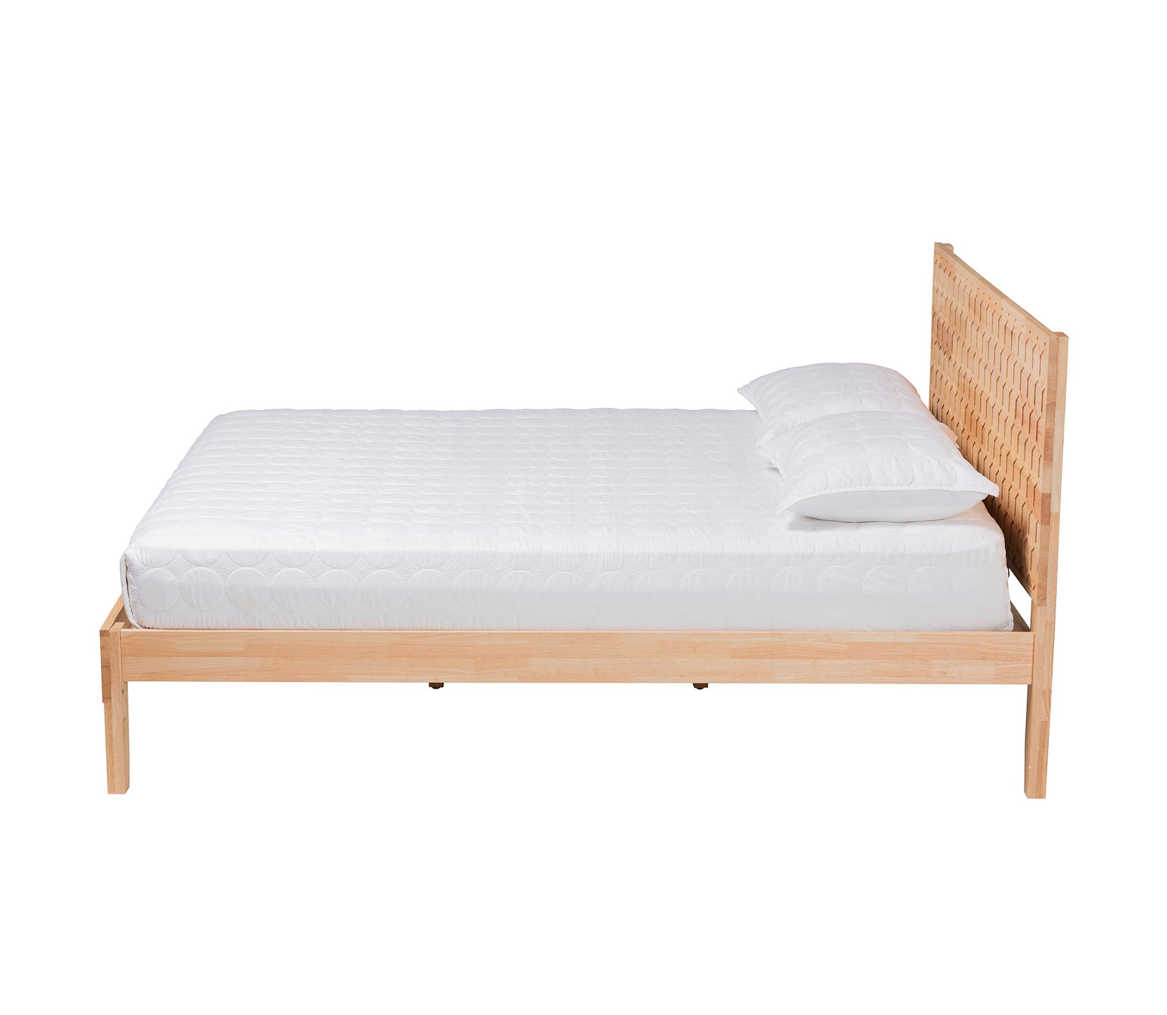 Hosea Japandi Carved Honeycomb Natural King Size Platform Bed