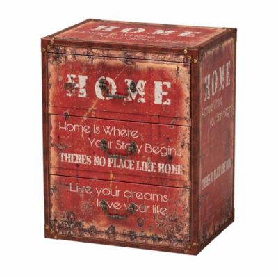Baxton Studio Lorand Vintage Faux Leather and Wood 3-Drawer Storage Trunk, Red