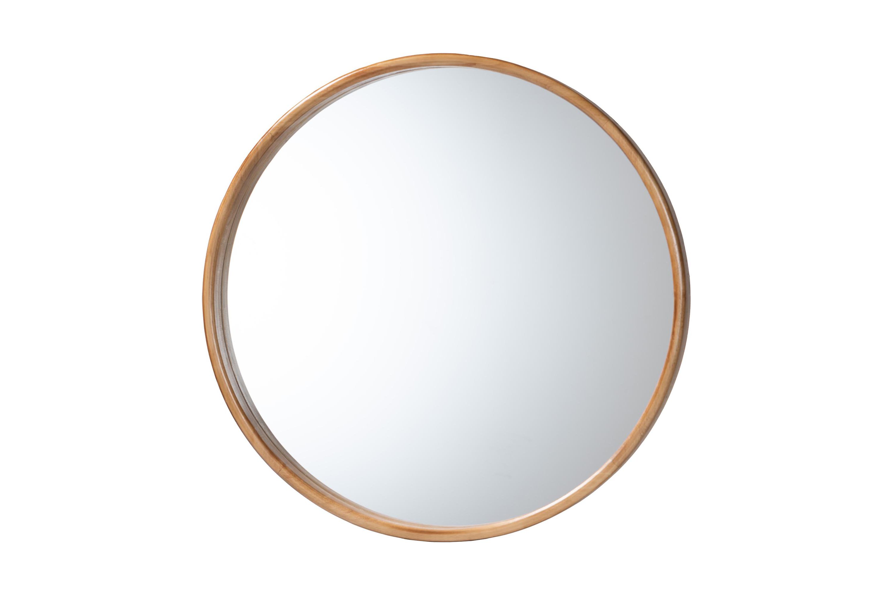 Tazara Japandi Natural Round Accent Wall Mirror