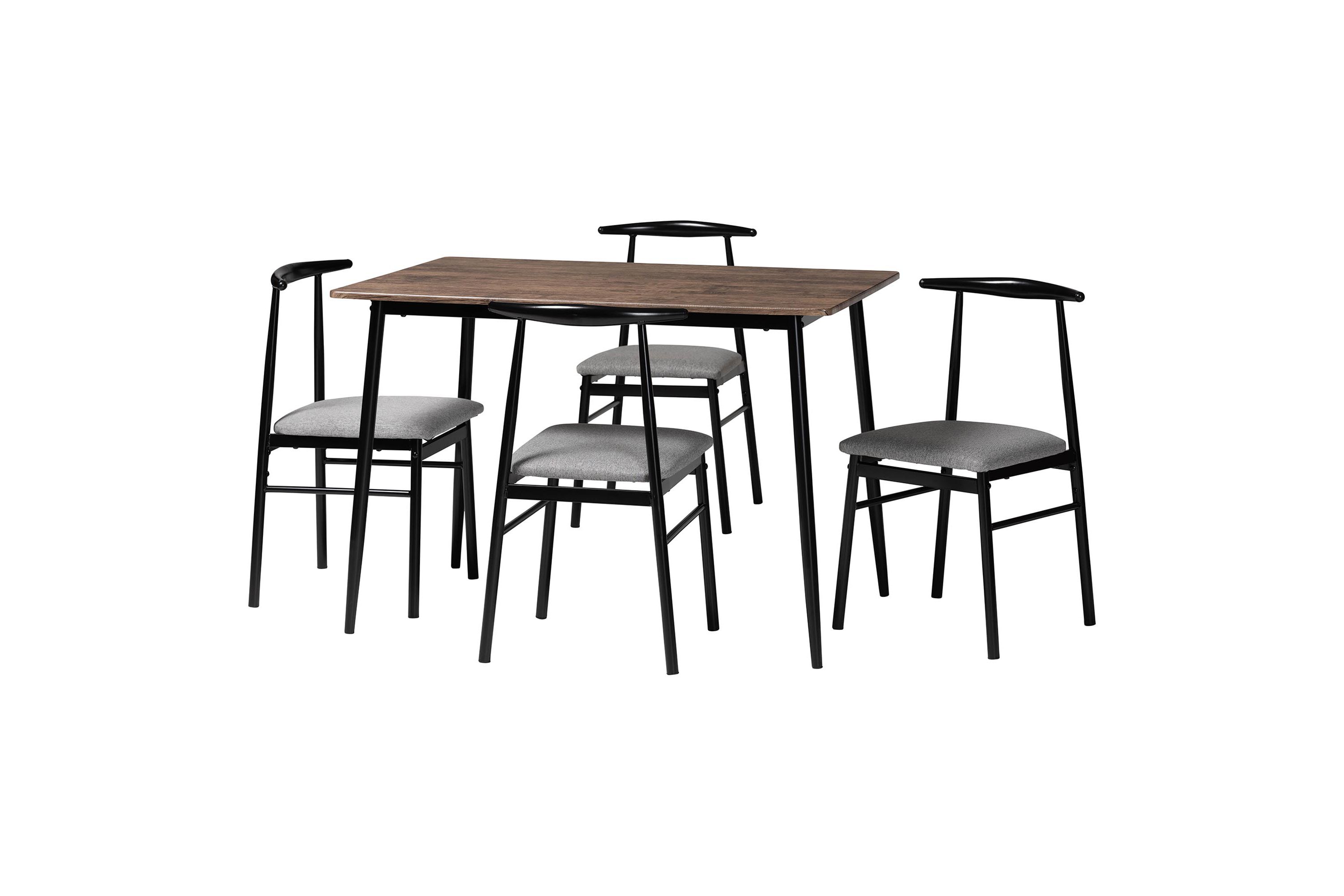 Arnold Modern Industrial Grey Fabric and Metal 5-Piece Dining Set