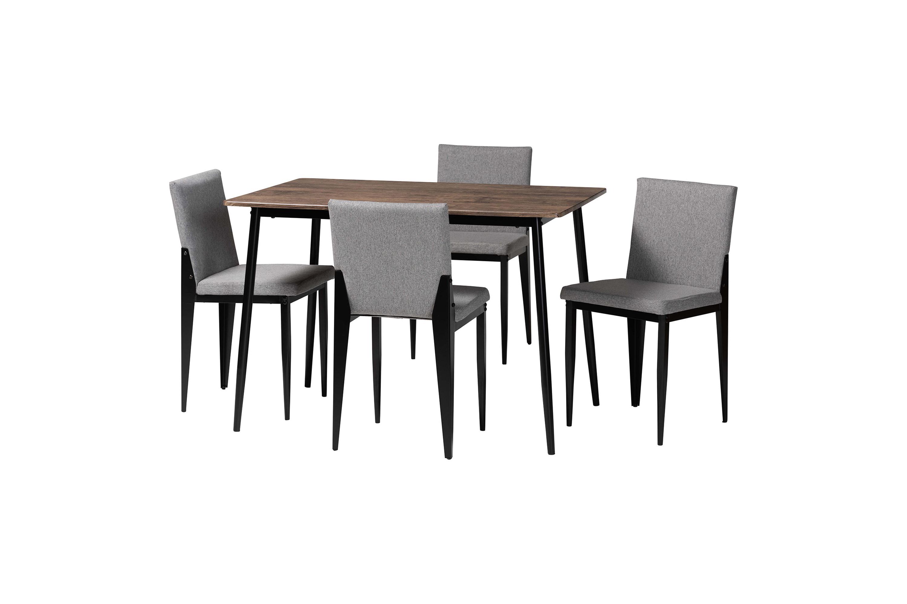 Bishop Industrial Grey Fabric and Metal 5-Piece Dining Set