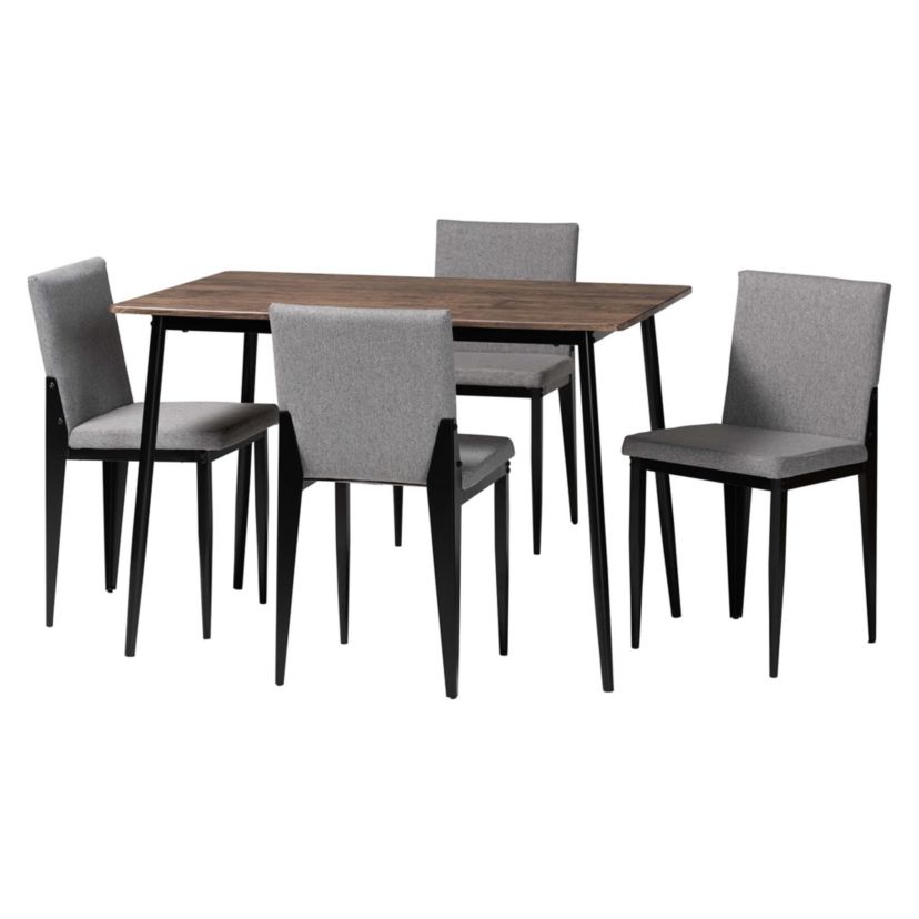 Bishop Industrial Grey Fabric and Metal 5-Piece Dining Set