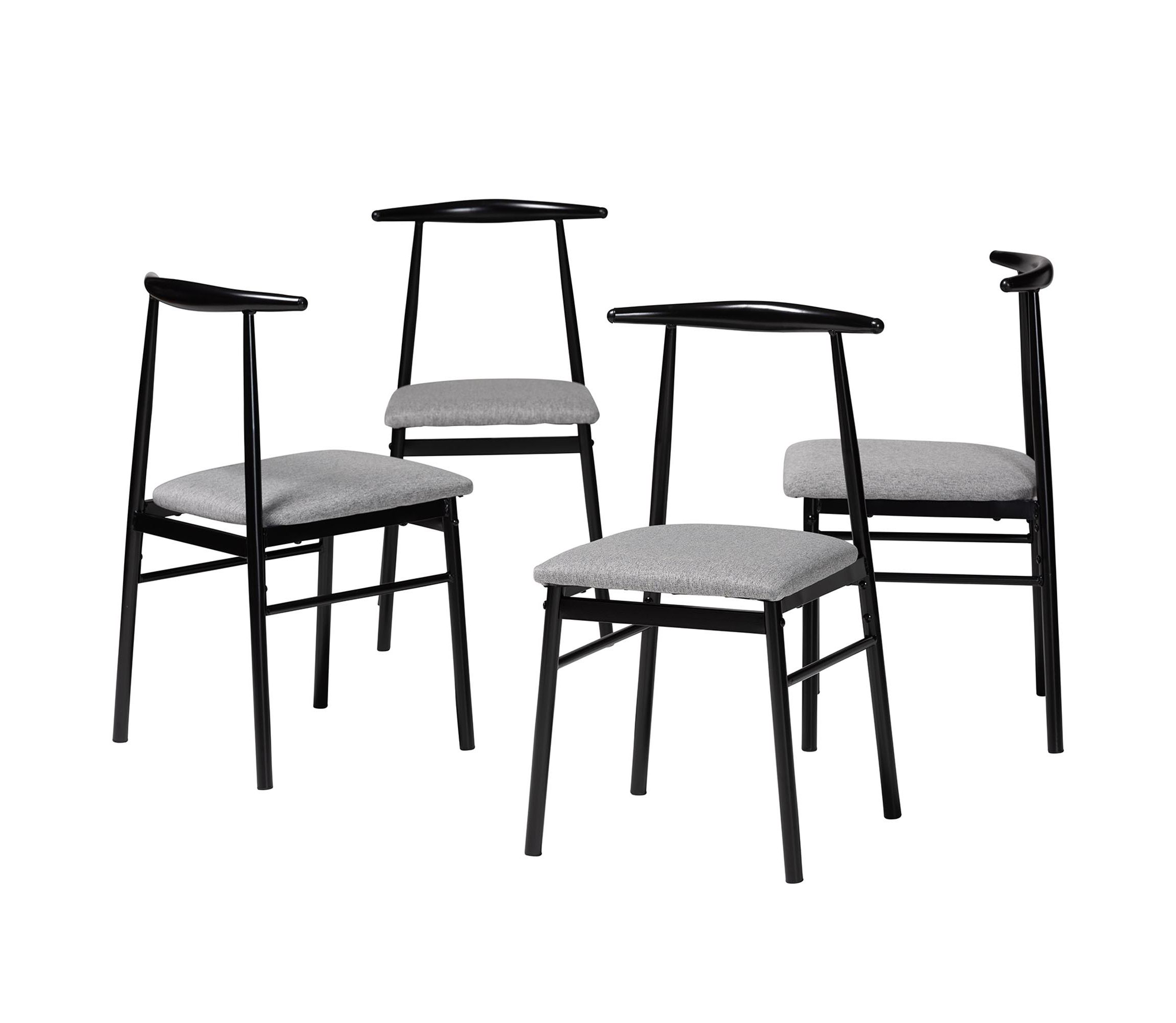Arnold Modern Industrial Grey Fabric and Metal 4-Piece Dining Chair Set