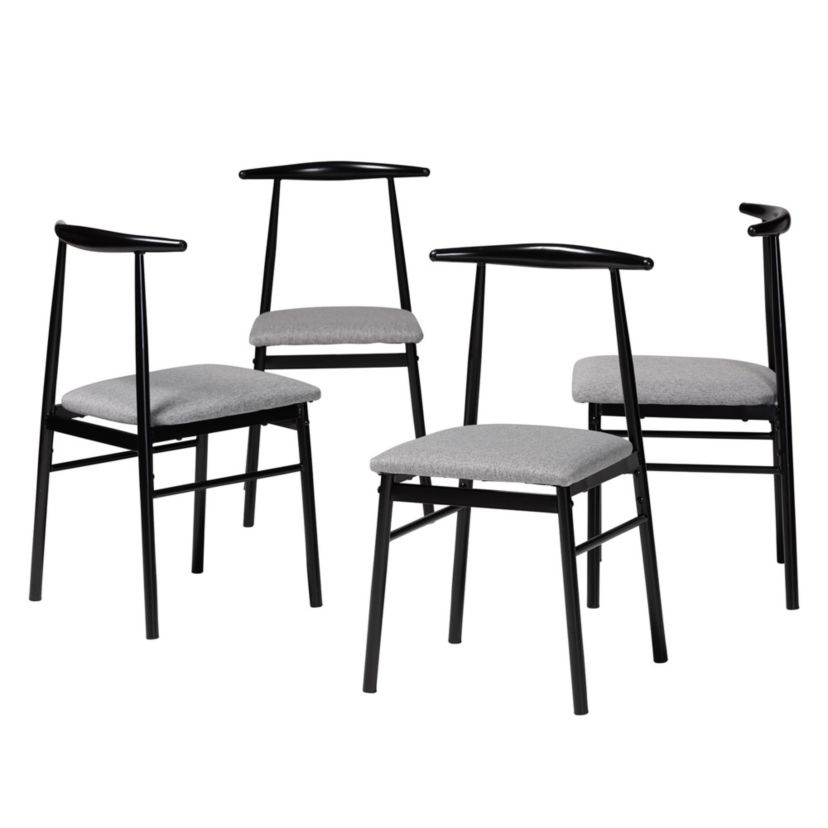 Arnold Modern Industrial Grey Fabric and Metal 4-Piece Dining Chair Set