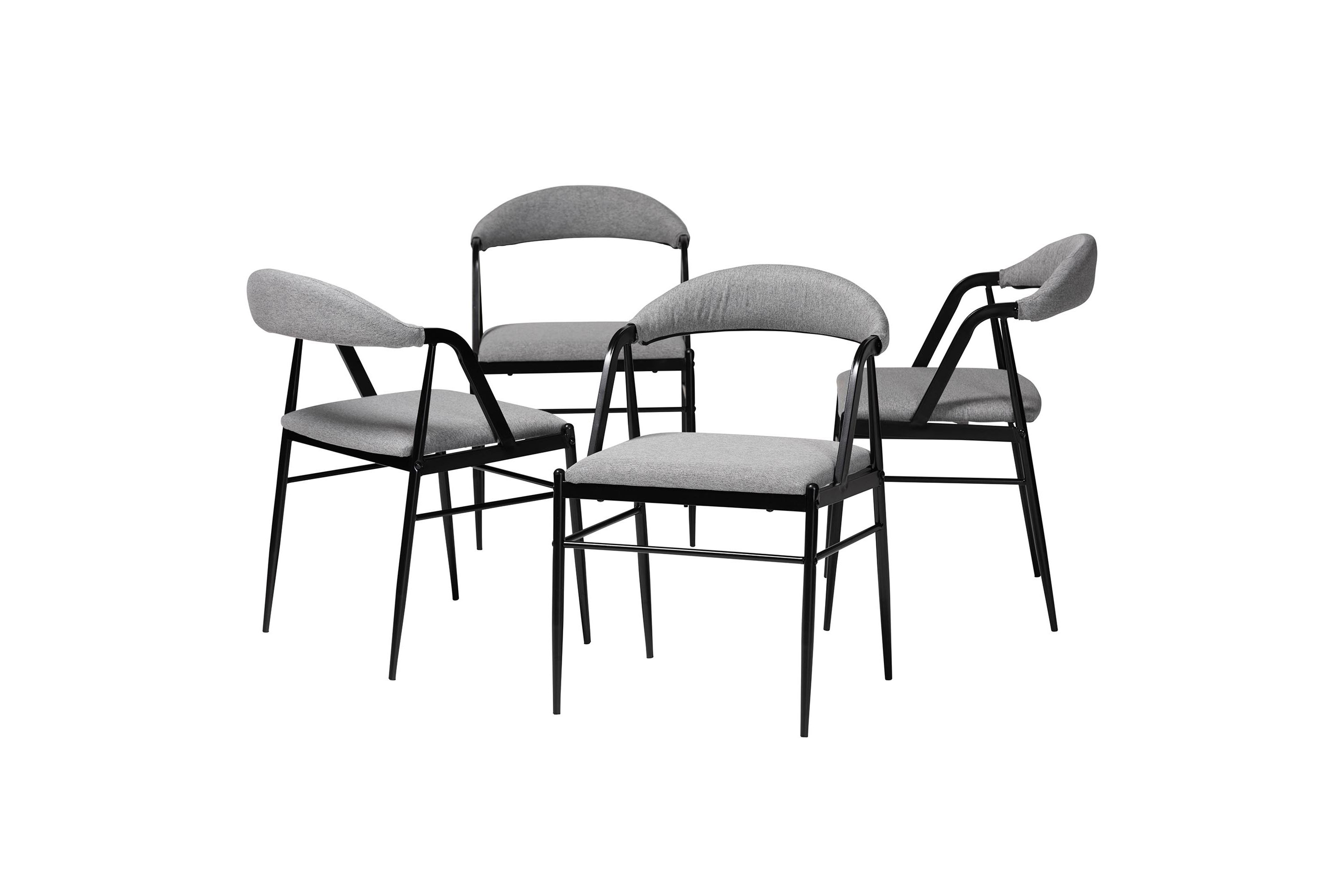 Orrin Modern Industrial Grey Fabric and Metal 4-Piece Dining Chair Set