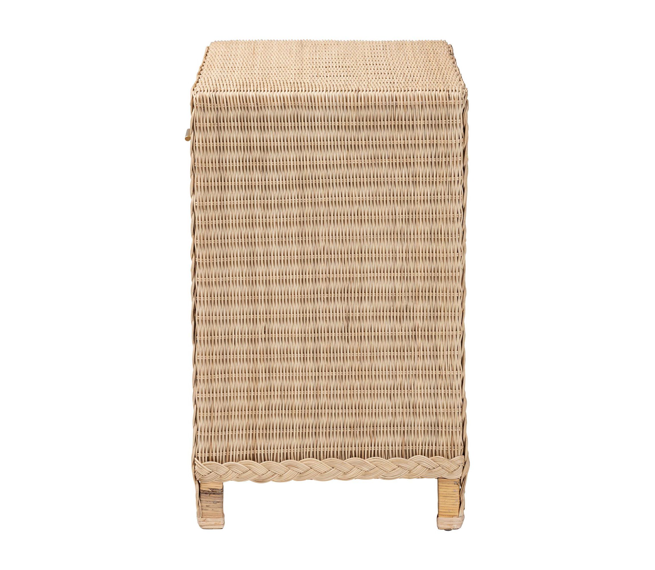 Lanica Japandi Sun Bleached Rattan 2-Drawer Console Table