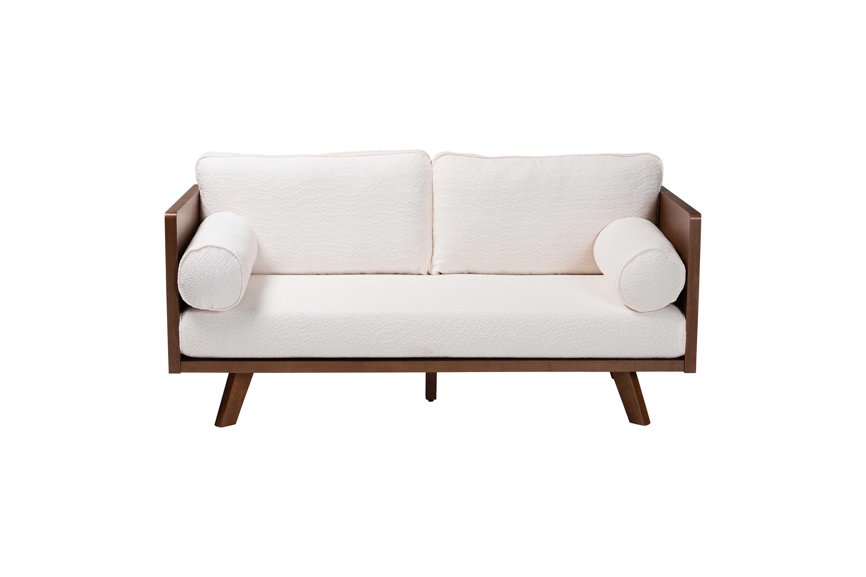 Uriel Mid-Century Modern Cream Boucle Fabric Sofa
