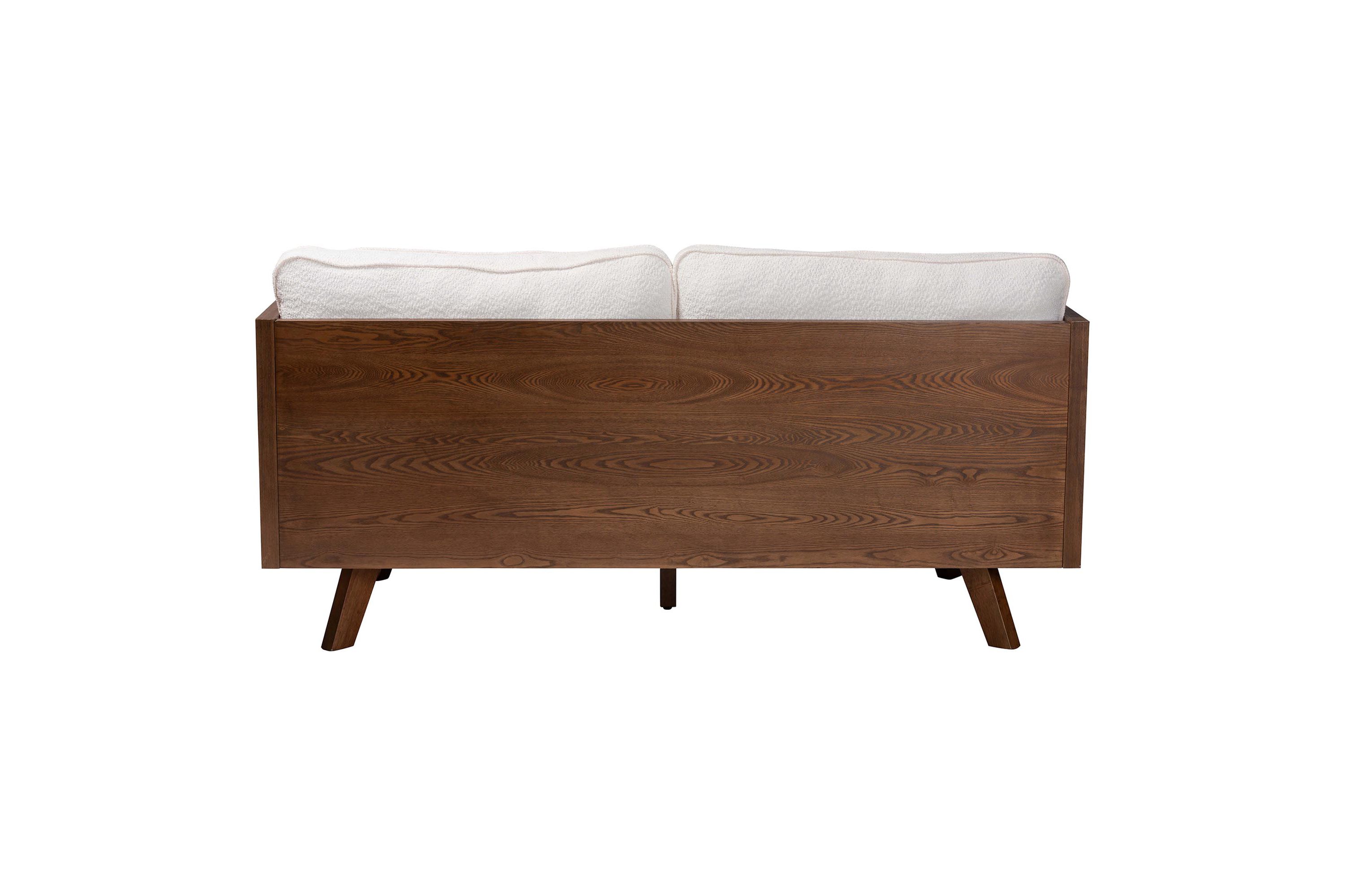Uriel Mid-Century Modern Cream Boucle Fabric Sofa